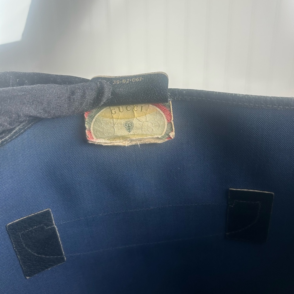 Gucci Vintage GG Supreme Navy Canvas Tote Shoulder Bag - Picture 9 of 14